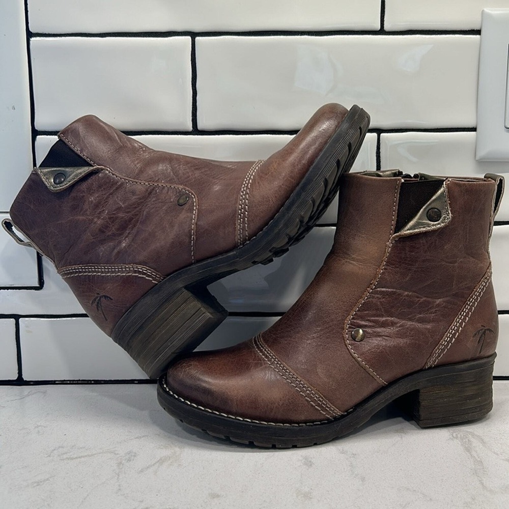 Dromedaris Boots Women 37/7 Brown Leather Ankle Bootie Hippie Outdoor Kassia - Picture 13 of 16
